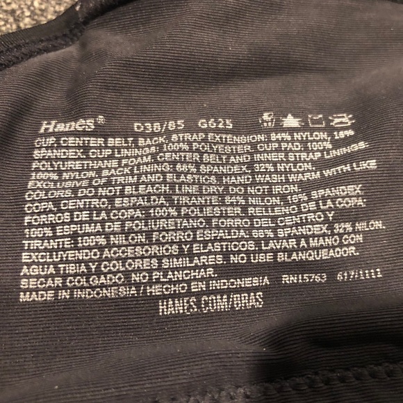 ♥️Hanes 38D Black bra• adj straps• 3 row hook♥️ - Picture 3 of 6